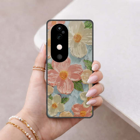 Vivo V40 Cover - Floral Series 4 - HQ Ultra Shine Premium Infinity Glass Soft Silicon Borders Case