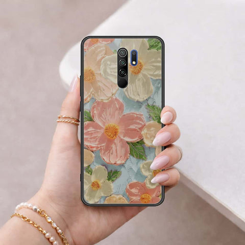 Xiaomi Redmi 9 Cover - Floral Series 4 - HQ Ultra Shine Premium Infinity Glass Soft Silicon Borders Case