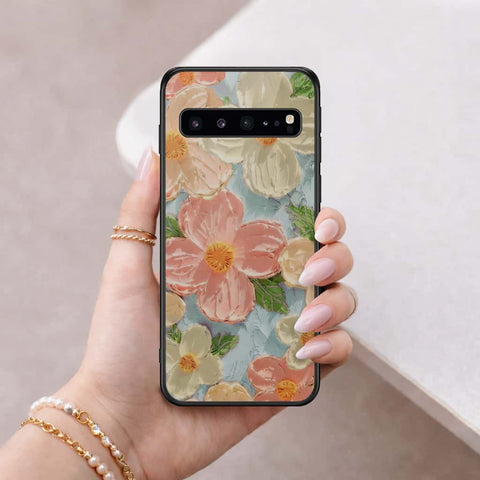 Samsung Galaxy S10 5G Cover - Floral Series 4 - HQ Ultra Shine Premium Infinity Glass Soft Silicon Borders Case