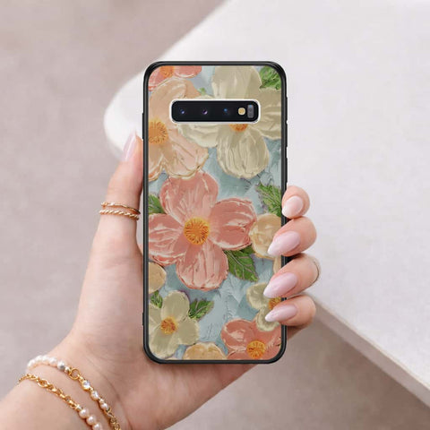 Samsung Galaxy S10 Cover - Floral Series 4 - HQ Ultra Shine Premium Infinity Glass Soft Silicon Borders Case