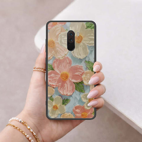 Xiaomi Pocophone F1 Cover - Floral Series 4 - HQ Ultra Shine Premium Infinity Glass Soft Silicon Borders Case