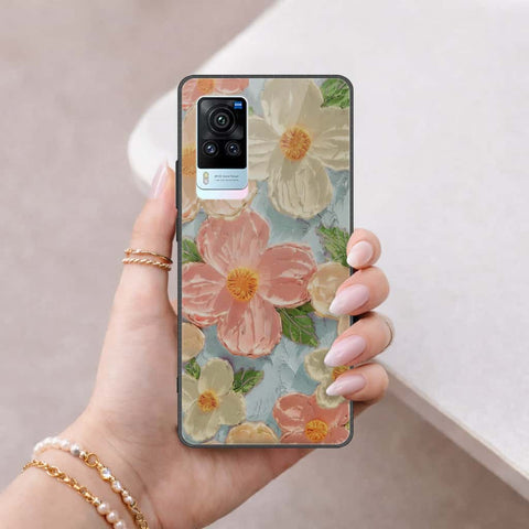 Vivo X60 Cover - Floral Series 4 - HQ Ultra Shine Premium Infinity Glass Soft Silicon Borders Case