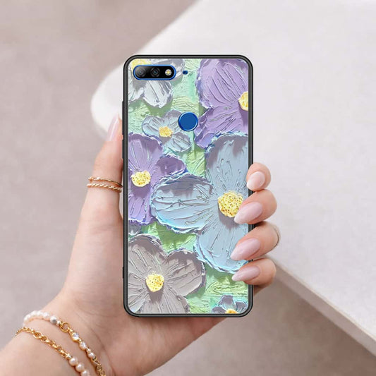 Huawei Y7 2018 Cover - Floral Series 3 - HQ Ultra Shine Premium Infinity Glass Soft Silicon Borders Case