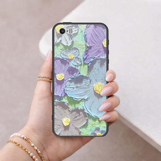 iPhone SE / 5s / 5 - Floral Series 3 - HQ Ultra Shine Premium Infinity Glass Soft Silicon Borders Case