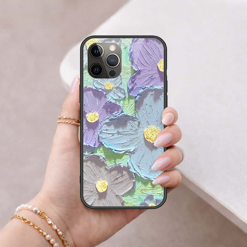 iPhone 12 Pro Max - Floral Series 3 - HQ Ultra Shine Premium Infinity Glass Soft Silicon Borders Case