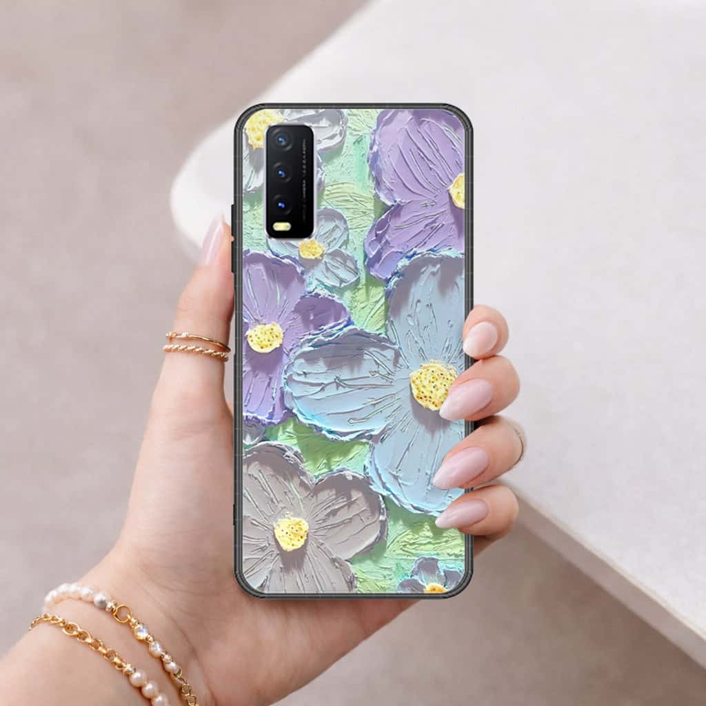 Vivo Y20 Cover - Floral Series 3 - HQ Ultra Shine Premium Infinity Glass Soft Silicon Borders Case