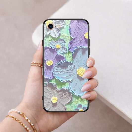 iPhone 8 / 7 - Floral Series 3 - HQ Ultra Shine Premium Infinity Glass Soft Silicon Borders Case