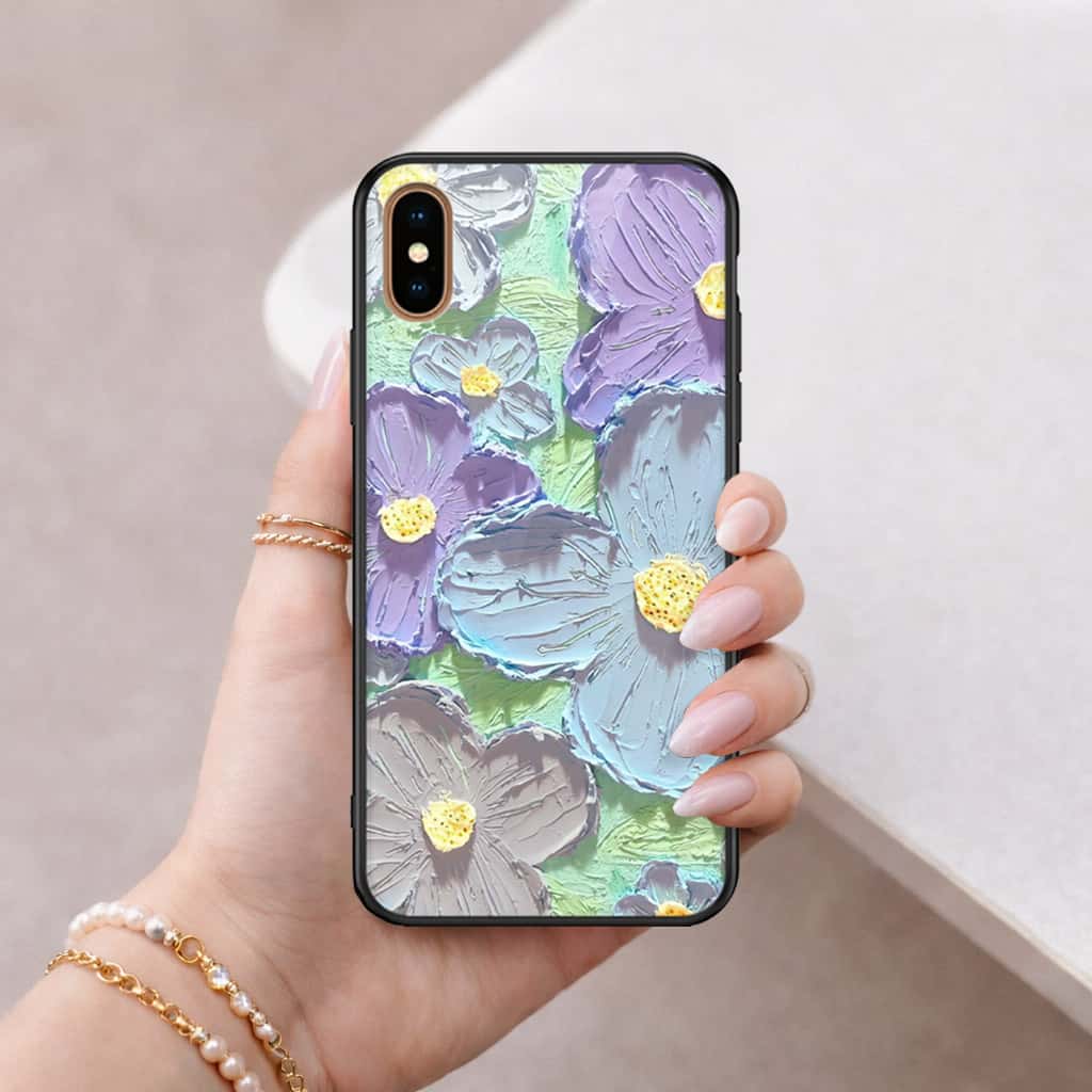 iPhone XS Max - Floral Series 3 - HQ Ultra Shine Premium Infinity Glass Soft Silicon Borders Case