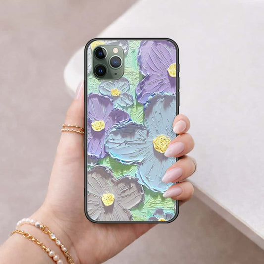 iPhone 11 Pro - Floral Series 3 - HQ Ultra Shine Premium Infinity Glass Soft Silicon Borders Case