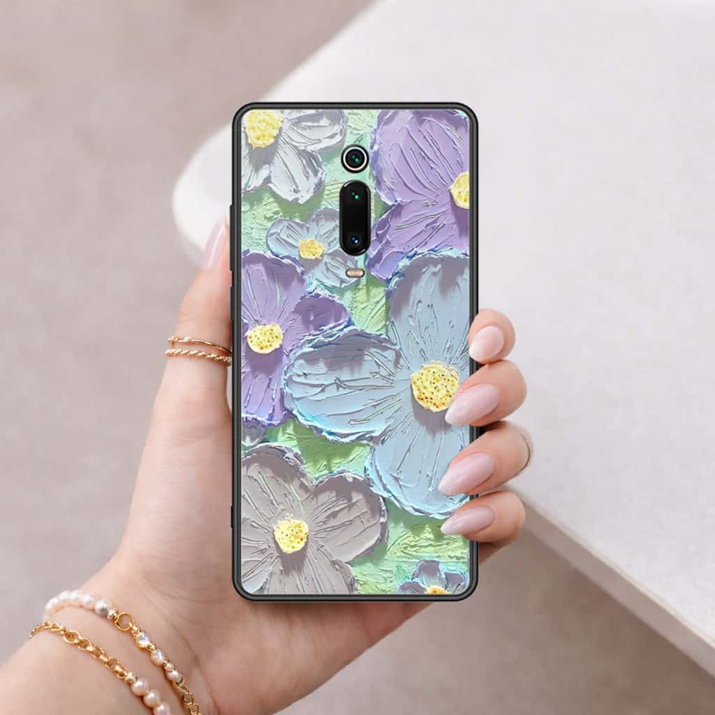 Xiaomi Mi 9T Cover - Floral Series 3 - HQ Ultra Shine Premium Infinity Glass Soft Silicon Borders Case