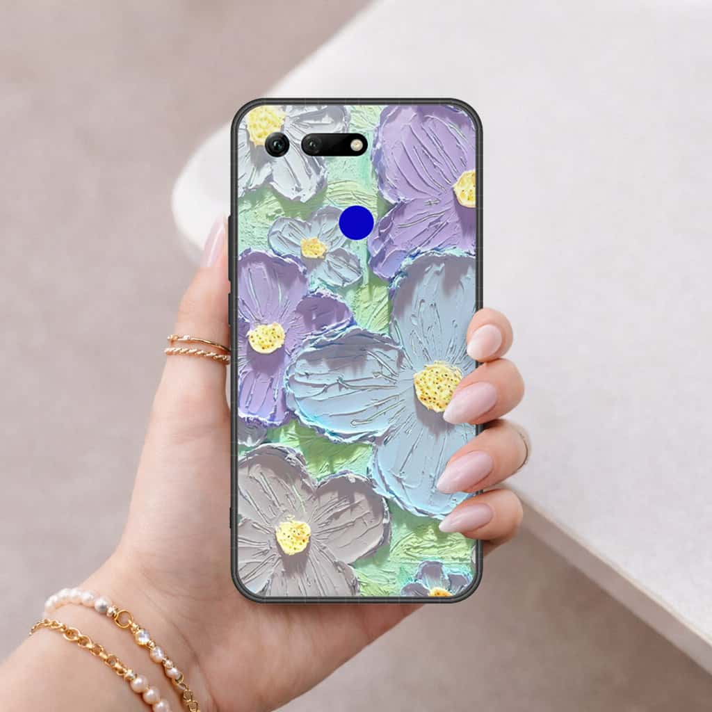 Huawei Honor View 20 Cover - Floral Series 3 - HQ Ultra Shine Premium Infinity Glass Soft Silicon Borders Case