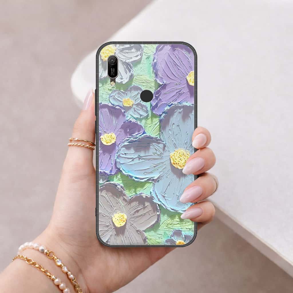 Huawei Y6 2019 / Y6 Prime 2019 Cover - Floral Series 3 - HQ Ultra Shine Premium Infinity Glass Soft Silicon Borders Case