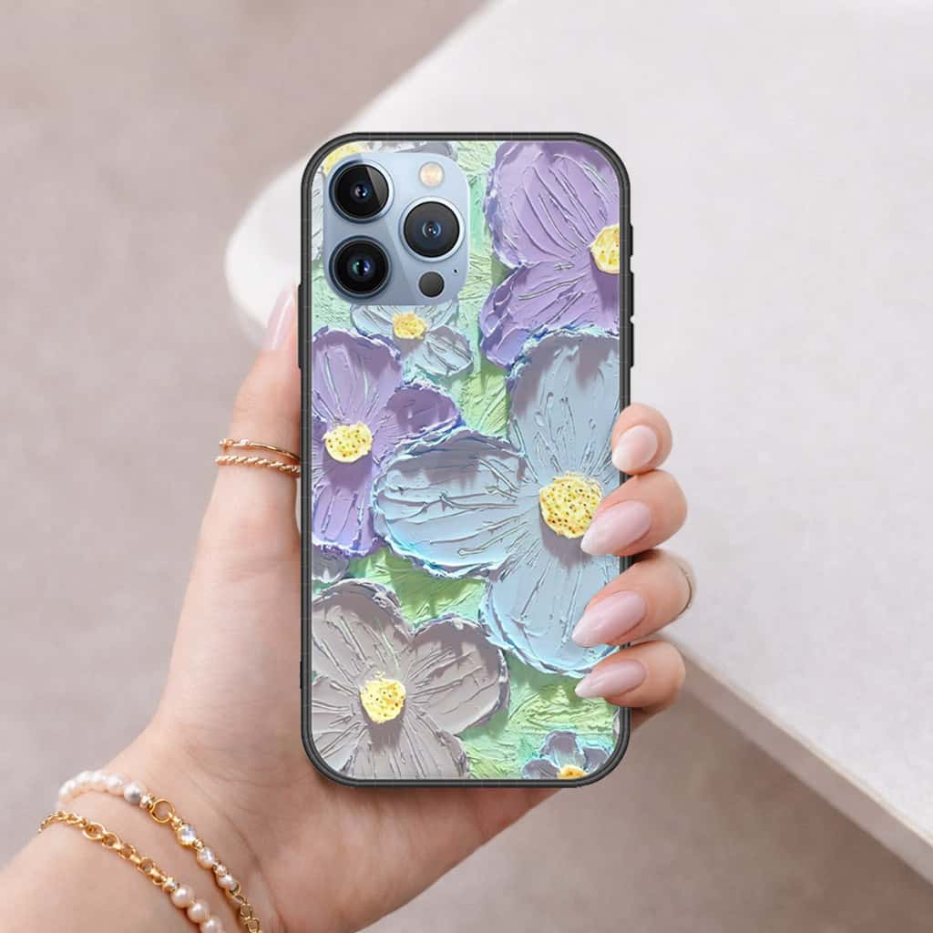 iPhone 13 Pro Max Cover - Floral Series 3 - HQ Ultra Shine Premium Infinity Glass Soft Silicon Borders Case