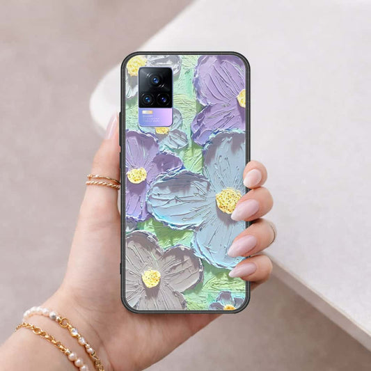 Vivo Y73 Cover - Floral Series 3 - HQ Ultra Shine Premium Infinity Glass Soft Silicon Borders Case