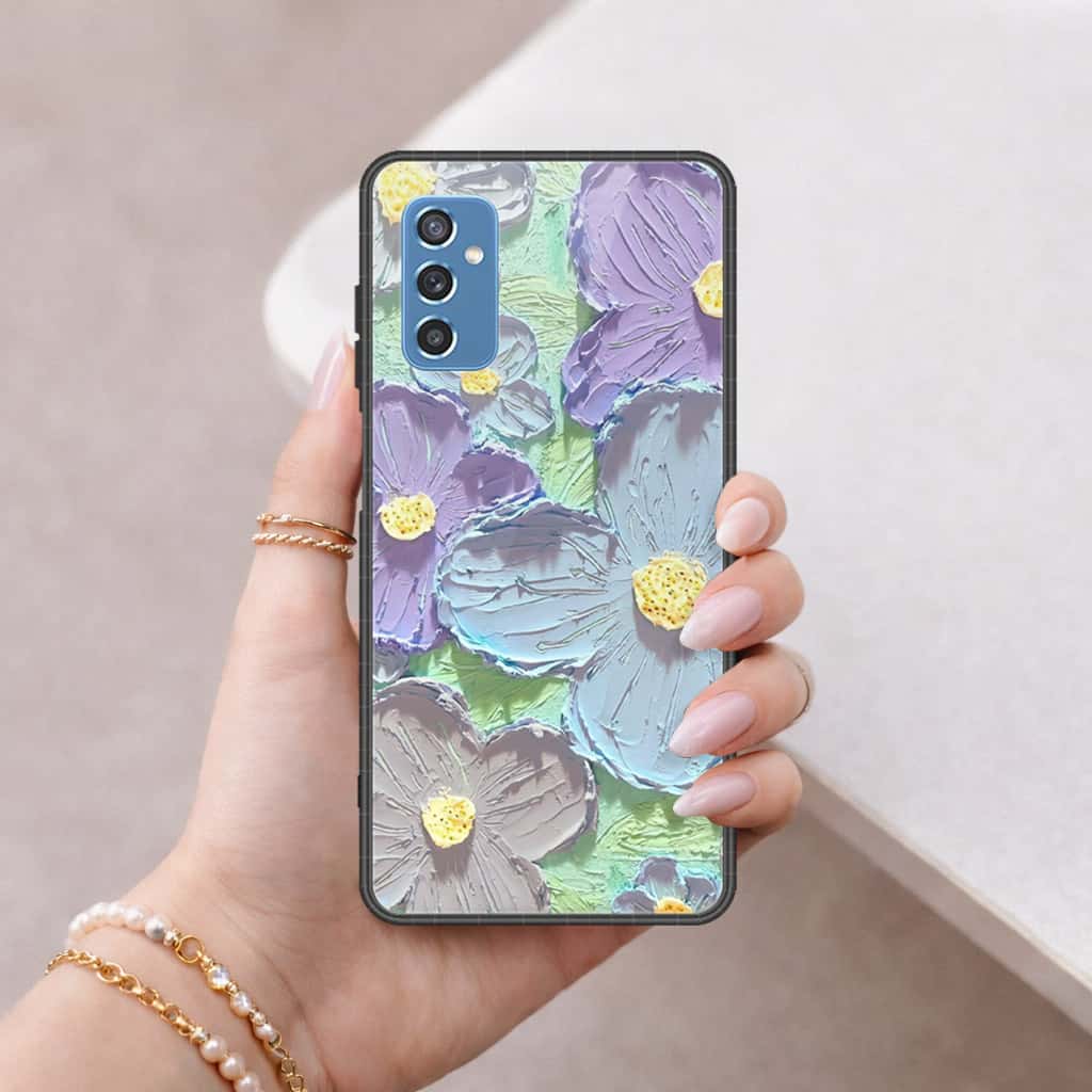 Samsung Galaxy M52 5G Cover - Floral Series 3 - HQ Ultra Shine Premium Infinity Glass Soft Silicon Borders Case