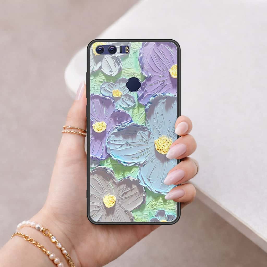 Huawei Honor 8 Cover - Floral Series 3 - HQ Ultra Shine Premium Infinity Glass Soft Silicon Borders Case
