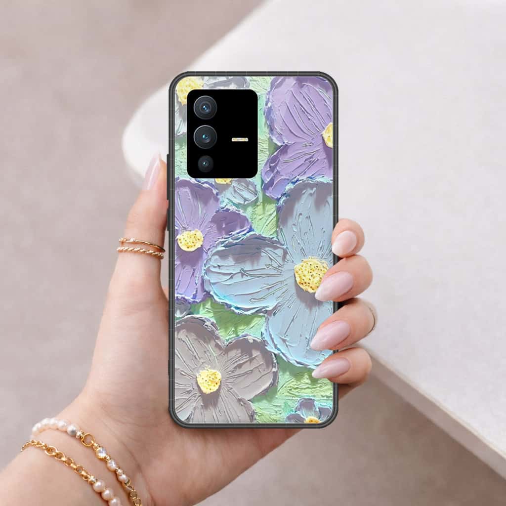 Vivo V23 5G Cover - Floral Series 3 - HQ Ultra Shine Premium Infinity Glass Soft Silicon Borders Case