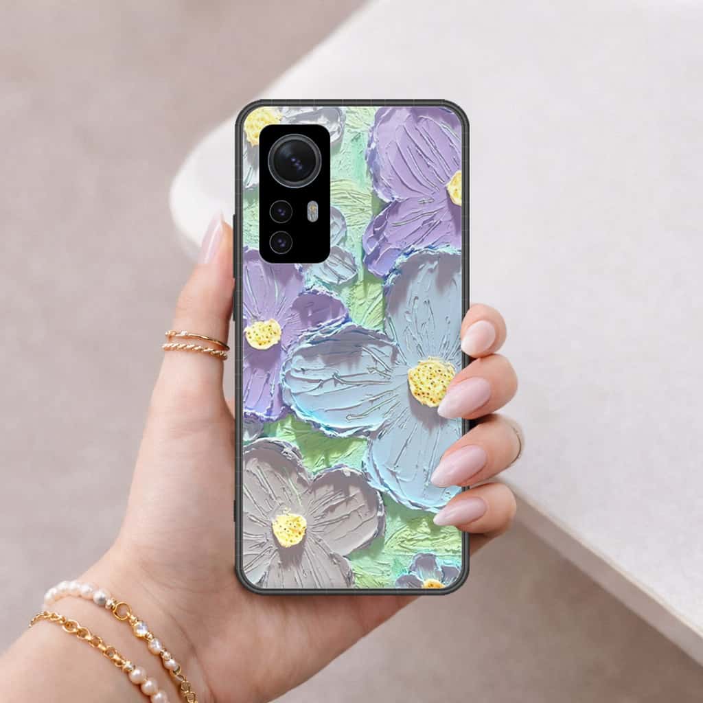 Xiaomi 12 Cover - Floral Series 3 - HQ Ultra Shine Premium Infinity Glass Soft Silicon Borders Case