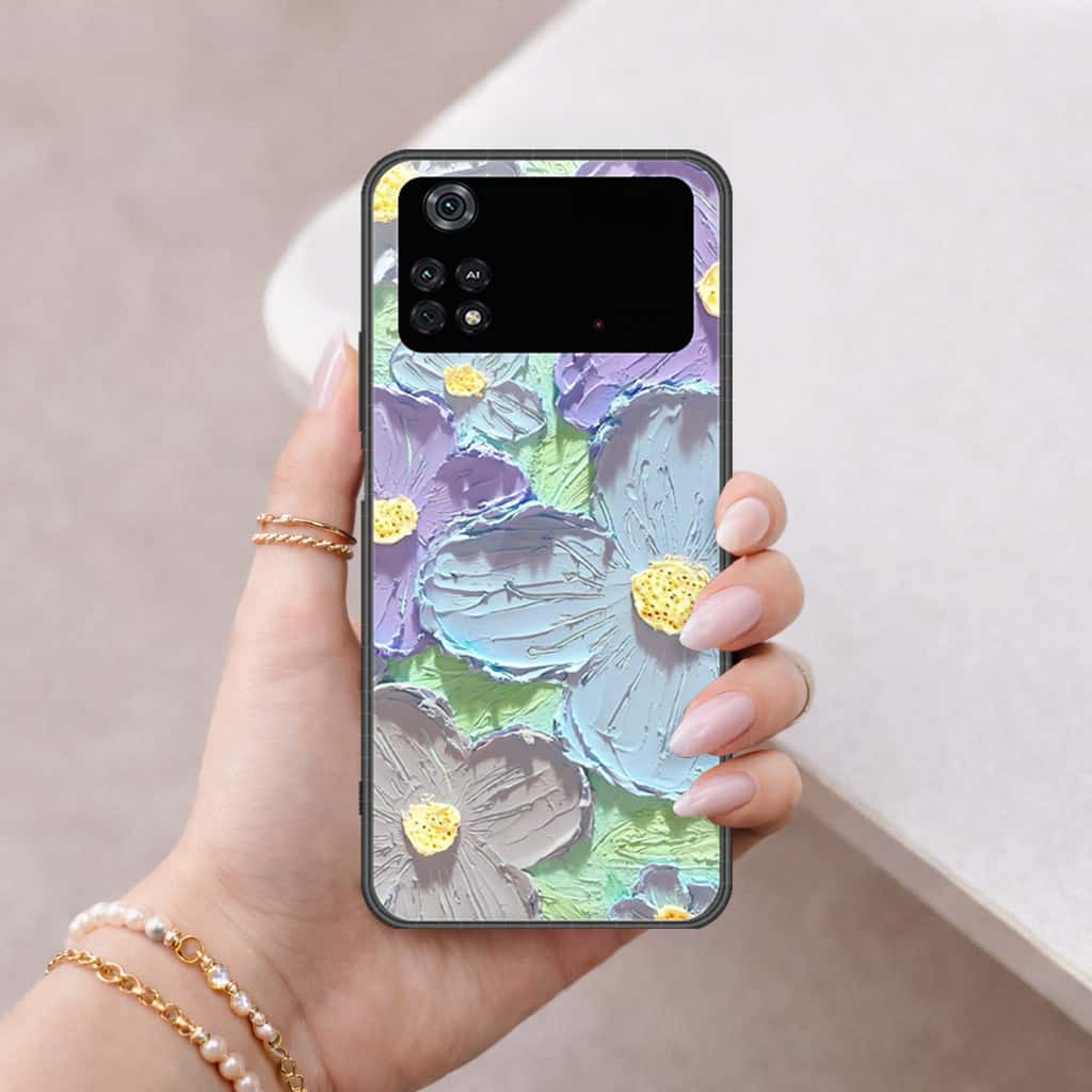 Xiaomi Poco M4 Pro Cover - Floral Series 3 - HQ Ultra Shine Premium Infinity Glass Soft Silicon Borders Case