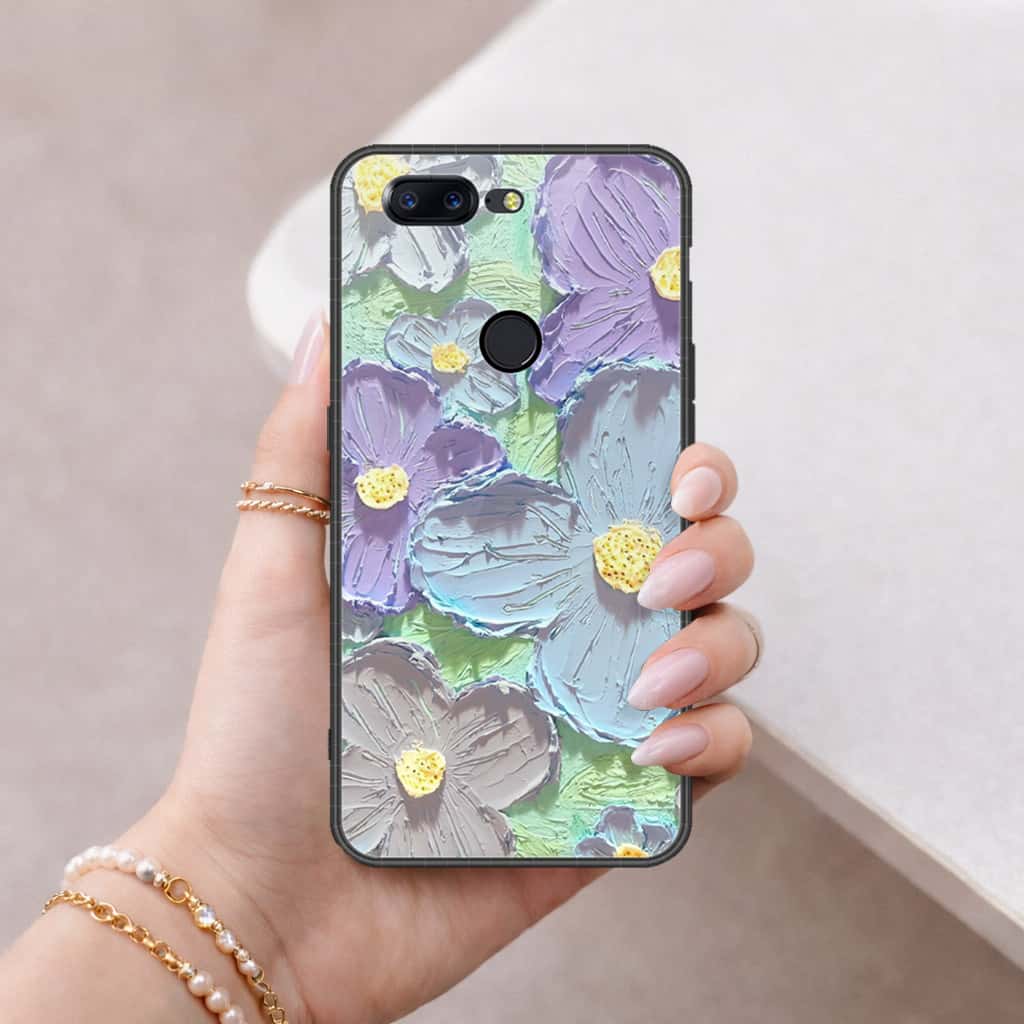 OnePlus 5T Cover - Floral Series 3 - HQ Ultra Shine Premium Infinity Glass Soft Silicon Borders Case
