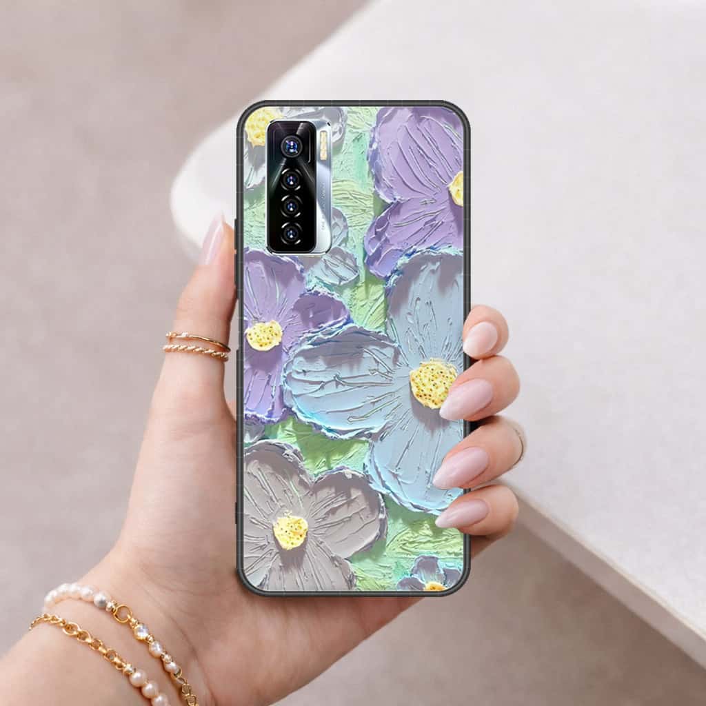 Tecno Camon 17 Pro Cover - Floral Series 3 - HQ Ultra Shine Premium Infinity Glass Soft Silicon Borders Case