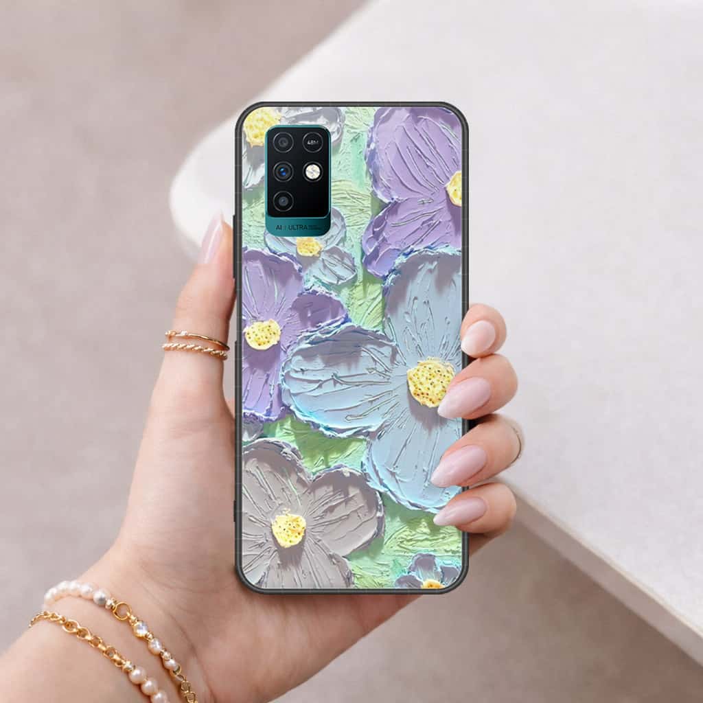 Infinix Note 10 Cover - Floral Series 3 - HQ Ultra Shine Premium Infinity Glass Soft Silicon Borders Case