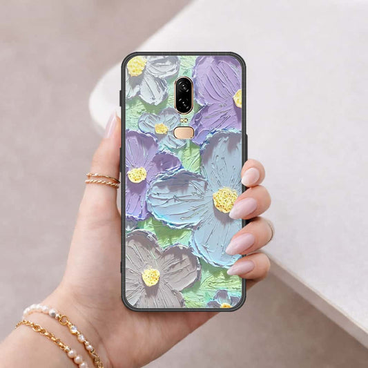 OnePlus 6 Cover - Floral Series 3 - HQ Ultra Shine Premium Infinity Glass Soft Silicon Borders Case