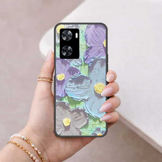 Oppo A57 4G 2022 Cover - Floral Series 3 - HQ Ultra Shine Premium Infinity Glass Soft Silicon Borders Case