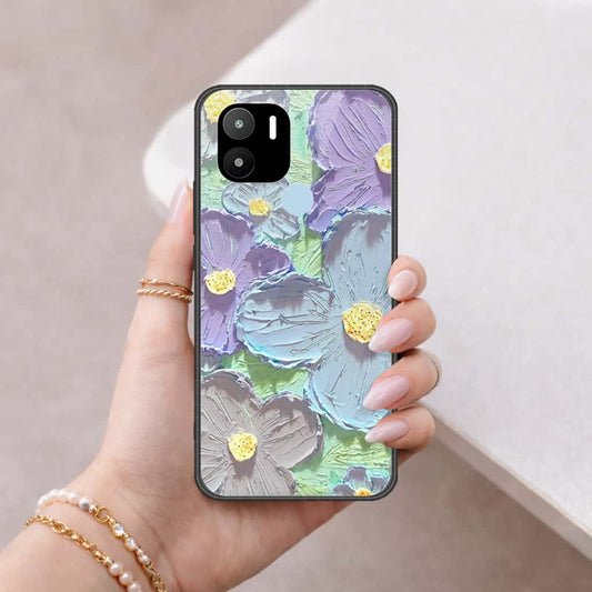 Xiaomi Redmi A1 Plus Cover - Floral Series 3 - HQ Ultra Shine Premium Infinity Glass Soft Silicon Borders Case