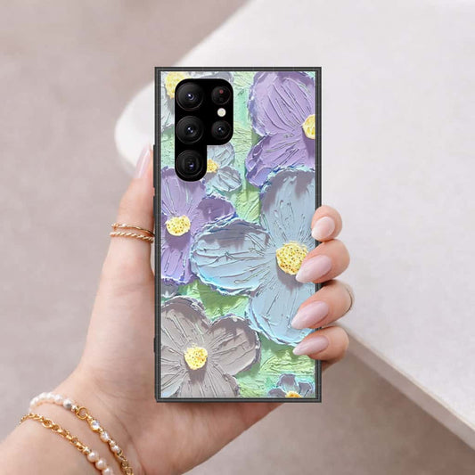 Samsung Galaxy S23 Ultra 5G Cover - Floral Series 3 - HQ Ultra Shine Premium Infinity Glass Soft Silicon Borders Case