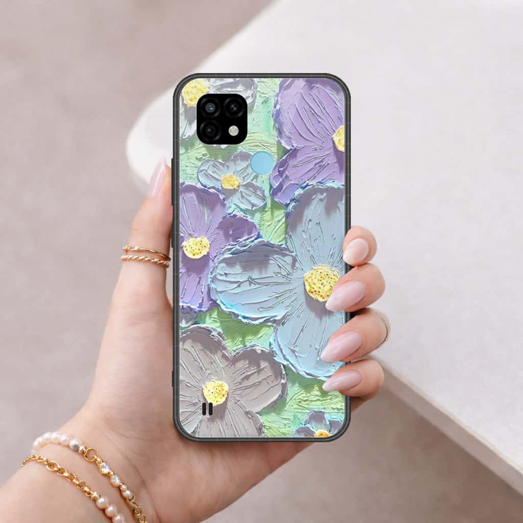 Realme C21 Cover - Floral Series 3 - HQ Ultra Shine Premium Infinity Glass Soft Silicon Borders Case