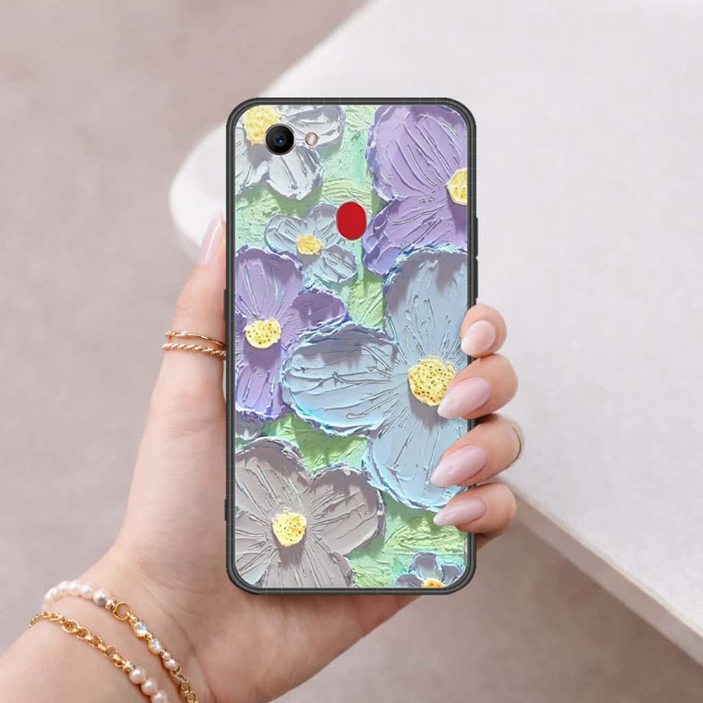 Oppo F7 Cover - Floral Series 3 - HQ Ultra Shine Premium Infinity Glass Soft Silicon Borders Case