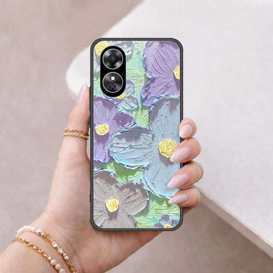 Oppo A17 Cover - Floral Series 3 - HQ Ultra Shine Premium Infinity Glass Soft Silicon Borders Case