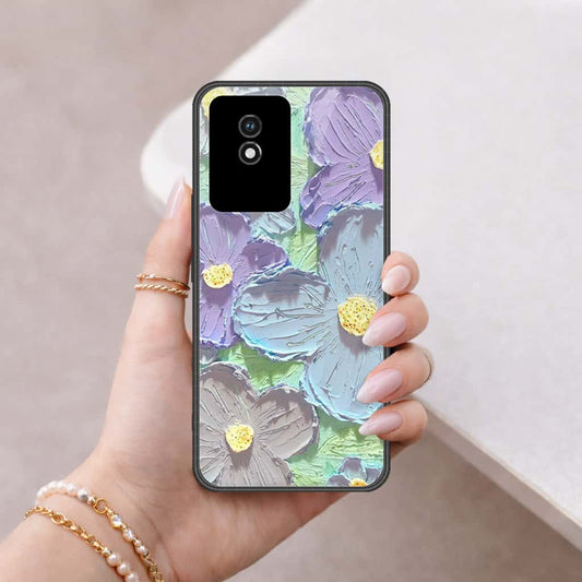 Vivo Y02 Cover - Floral Series 3 - HQ Ultra Shine Premium Infinity Glass Soft Silicon Borders Case