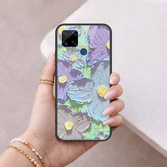 Realme C15 Cover - Floral Series 3 - HQ Ultra Shine Premium Infinity Glass Soft Silicon Borders Case