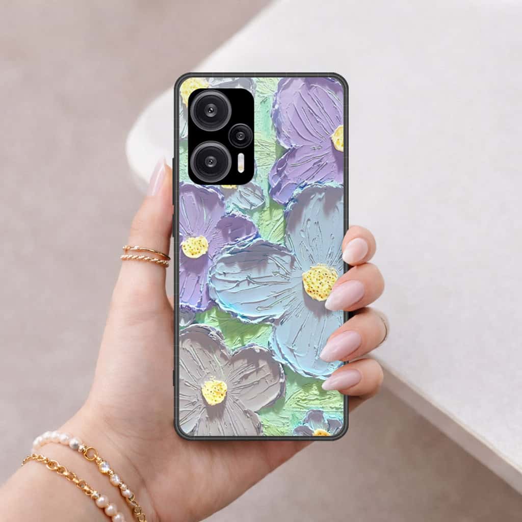 Xiaomi Redmi Note 12 Turbo Cover - Floral Series 3 - HQ Ultra Shine Premium Infinity Glass Soft Silicon Borders Case