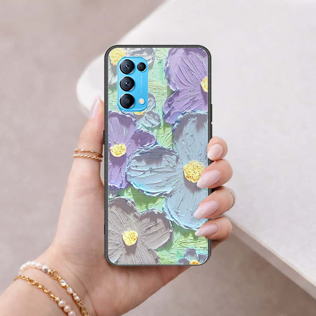 Oppo Reno 5 4G Cover - Floral Series 3 - HQ Ultra Shine Premium Infinity Glass Soft Silicon Borders Case