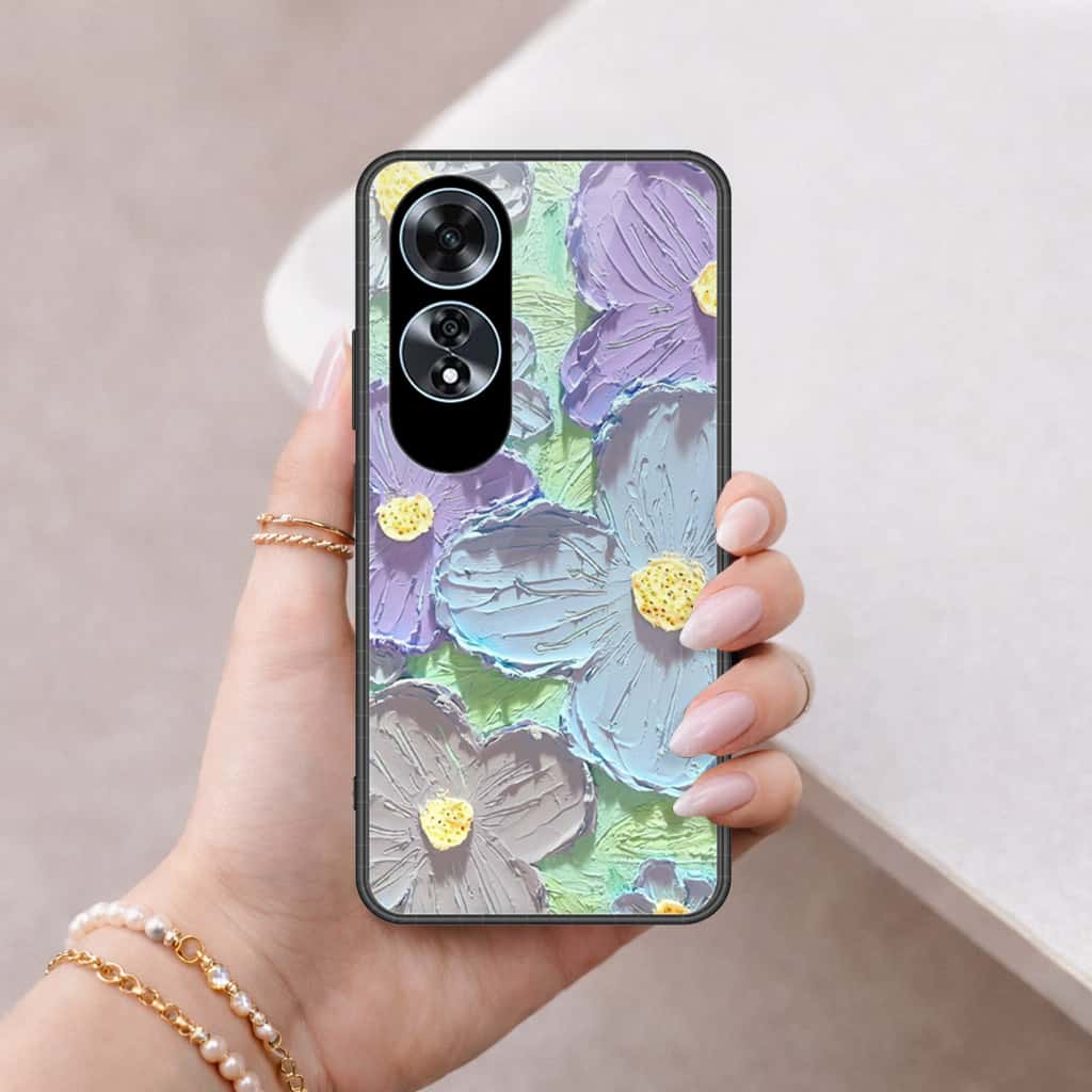 Oppo A60 Cover - Floral Series 3 - HQ Ultra Shine Premium Infinity Glass Soft Silicon Borders Case