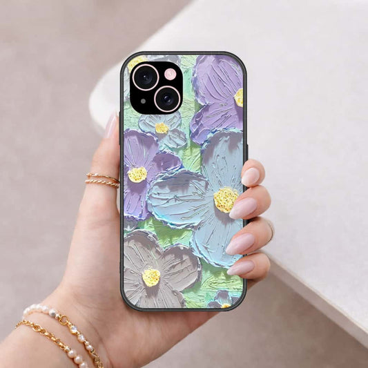 iPhone 15 Cover - Floral Series 3 - HQ Ultra Shine Premium Infinity Glass Soft Silicon Borders Case