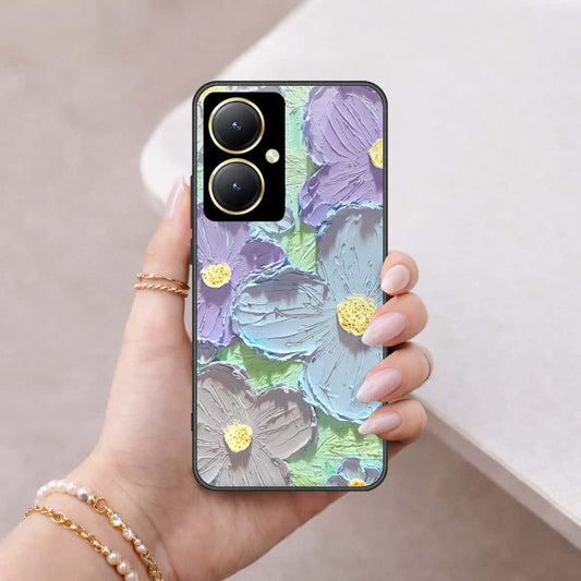 Vivo Y35 Plus Cover - Floral Series 3 - HQ Ultra Shine Premium Infinity Glass Soft Silicon Borders Case