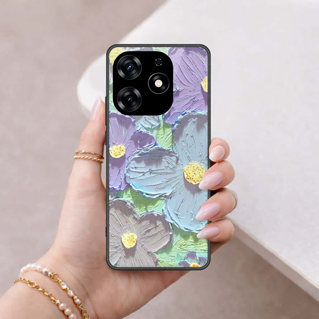 Tecno Spark 10 Pro Cover - Floral Series 3 - HQ Ultra Shine Premium Infinity Glass Soft Silicon Borders Case