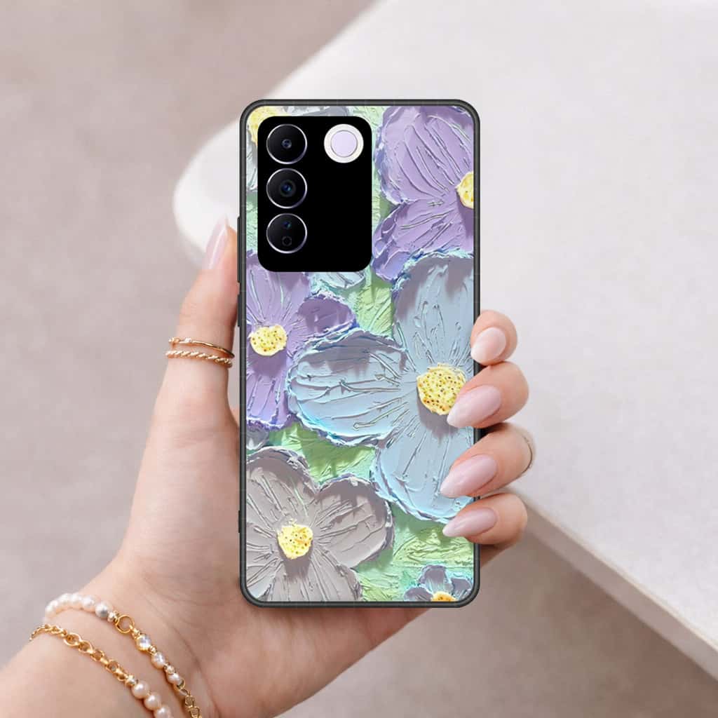 Vivo S16e Cover - Floral Series 3 - HQ Ultra Shine Premium Infinity Glass Soft Silicon Borders Case
