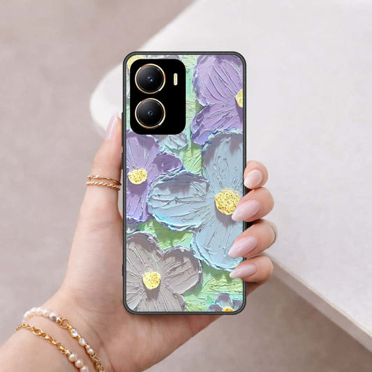 Vivo Y35m Cover - Floral Series 3 - HQ Ultra Shine Premium Infinity Glass Soft Silicon Borders Case