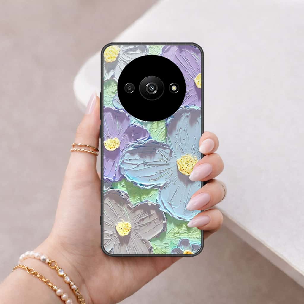 Xiaomi Poco C61 Cover - Floral Series 3 - HQ Ultra Shine Premium Infinity Glass Soft Silicon Borders Case