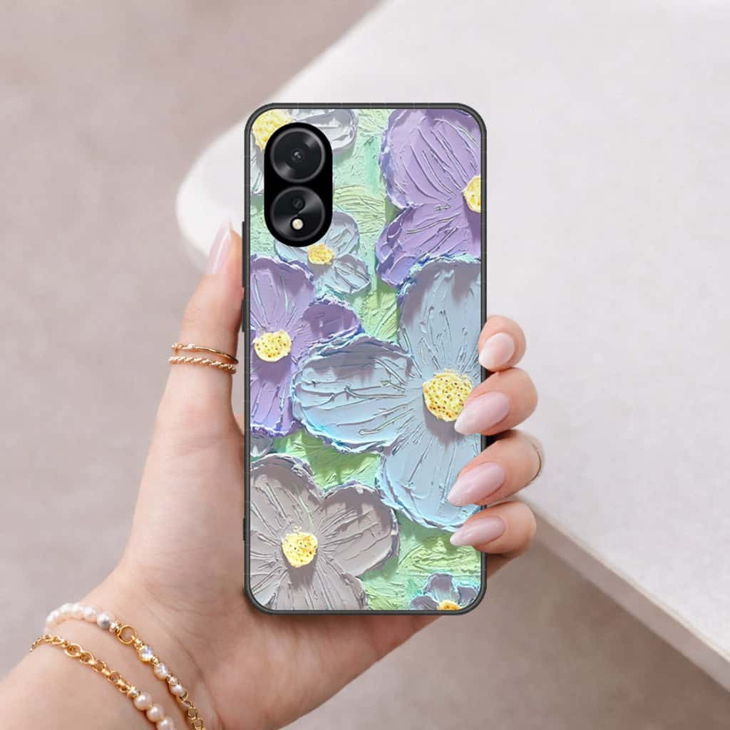 Oppo A38 Cover - Floral Series 3 - HQ Ultra Shine Premium Infinity Glass Soft Silicon Borders Case