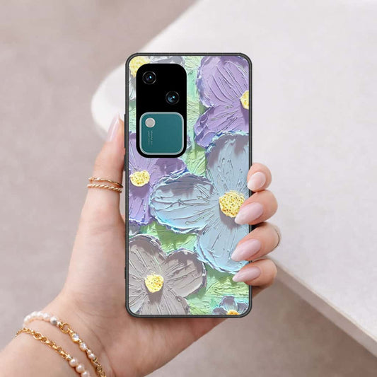 Vivo V30 Cover - Floral Series 3 - HQ Ultra Shine Premium Infinity Glass Soft Silicon Borders Case