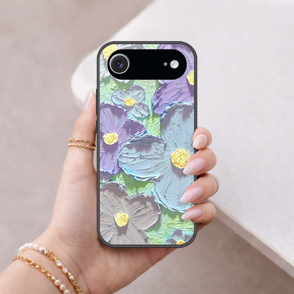 iPhone 18 Air - Floral Series 3 - HQ Ultra Shine Premium Infinity Glass Soft Silicon Borders Case