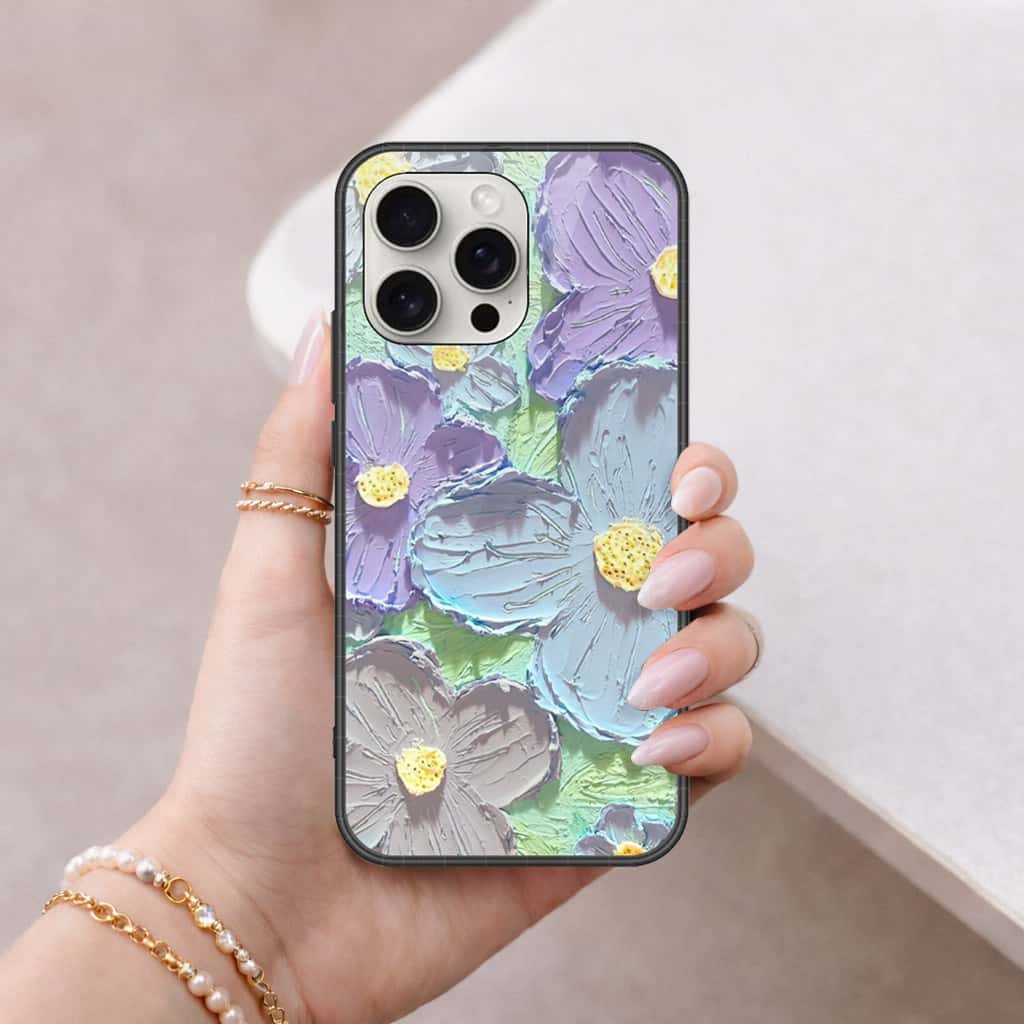 iPhone 16 Pro - Floral Series 3 - HQ Ultra Shine Premium Infinity Glass Soft Silicon Borders Case