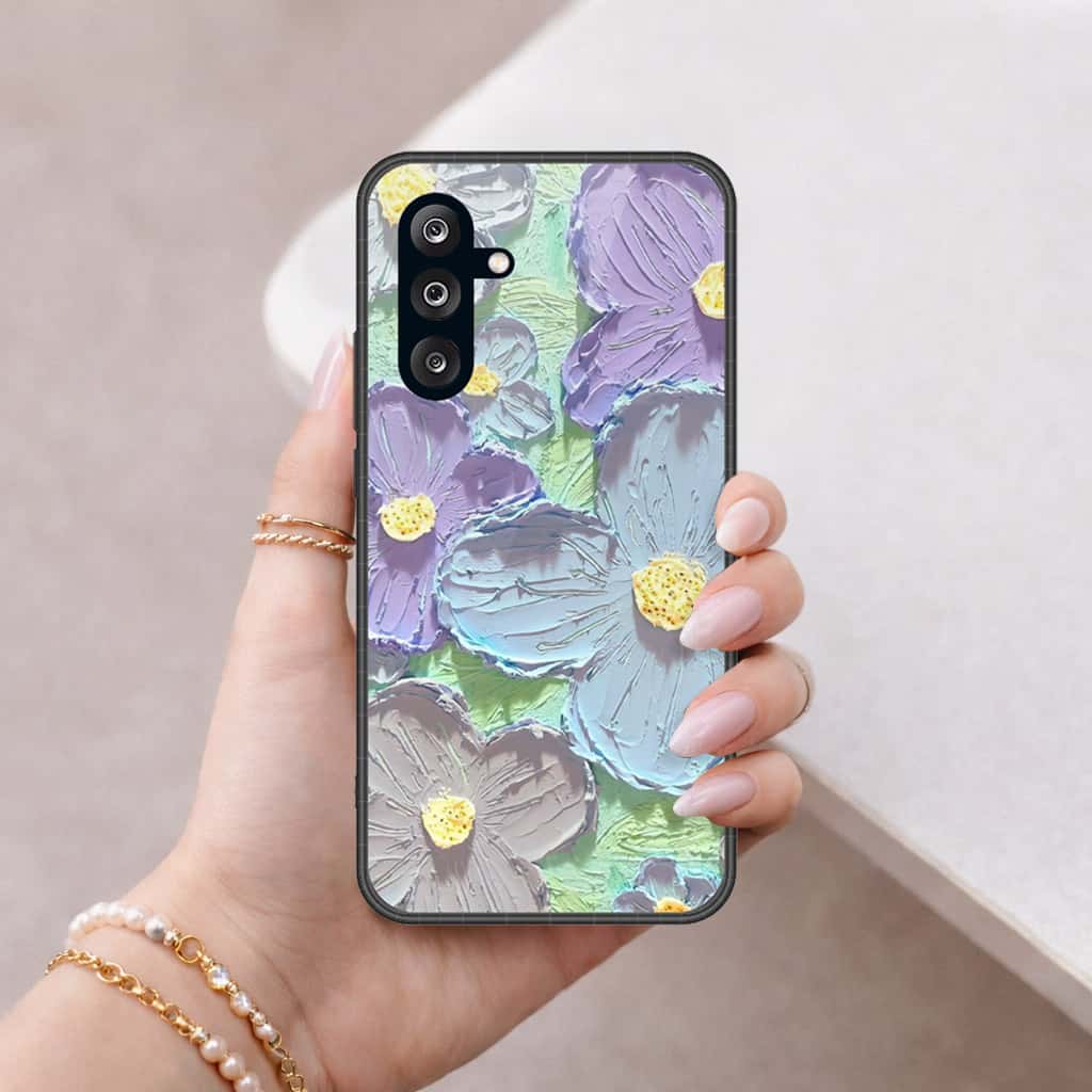 Samsung Galaxy A57 Cover - Floral Series 3 - HQ Ultra Shine Premium Infinity Glass Soft Silicon Borders Case