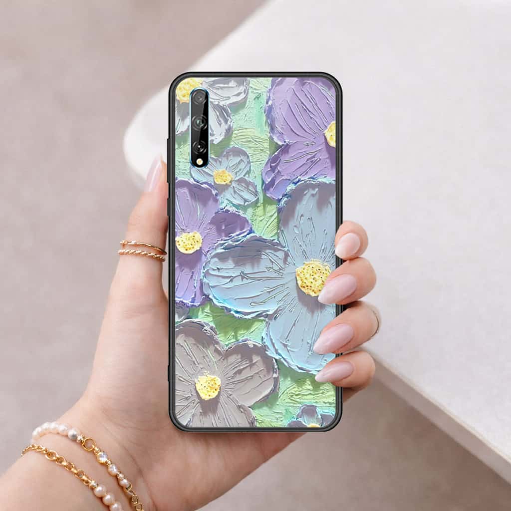 Huawei P Smart 2020 Cover - Floral Series 3 - HQ Ultra Shine Premium Infinity Glass Soft Silicon Borders Case